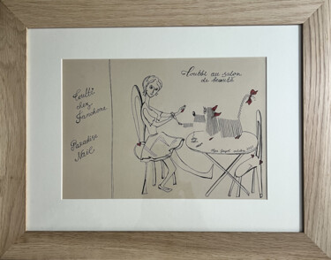 Dibujo titulada "Toutti au Salon de…" por Olga Gayol, Obra de arte original, Tinta Montado en Otro panel rígido