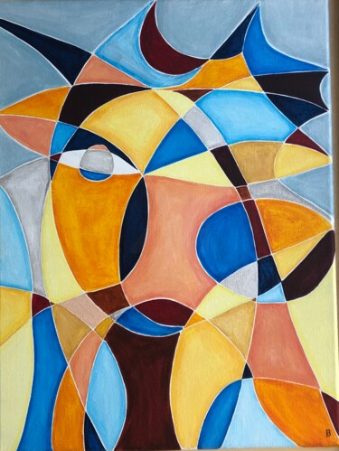 Ζωγραφική με τίτλο "Femme à l'enfant" από Nathalie Herbulot, Αυθεντικά έργα τέχνης, Ακρυλικό Τοποθετήθηκε στο Ξύλινο φορείο…