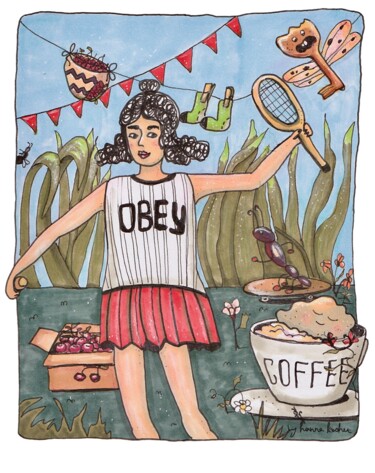 "Coffee, Cherries &…" başlıklı Resim Hanna Kochet tarafından, Orijinal sanat, Işaretleyici