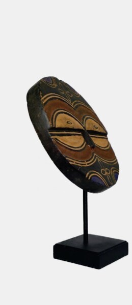 Γλυπτική με τίτλο "Masque bulu du gabo…" από Luce Arte Gallery, Αυθεντικά έργα τέχνης, Ξύλο