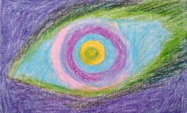 Painting titled "Purple eye" by Anna Pul, Original Artwork, Pastel