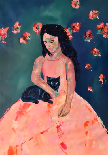 "la chica del gato" başlıklı Tablo Phil-Juan Masure tarafından, Orijinal sanat, Akrilik Ahşap Sedye çerçevesi üzerine monte…