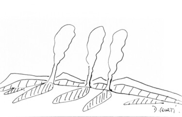 "LES COLLINES D’AUTO…" başlıklı Resim Dominique Corti tarafından, Orijinal sanat, Mürekkep