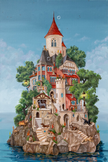 Malarstwo zatytułowany „Island of Forgotten…” autorstwa Victor Molev, Oryginalna praca, Olej Zamontowany na Drewniana rama n…