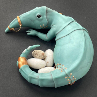 Escultura intitulada "Fantasy Lizard with…" por Ivan Grodzenskyi, Obras de arte originais, Argila do polímero