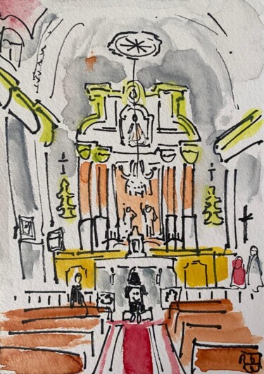 Malarstwo zatytułowany „Ajaccio Eglise du p…” autorstwa Frob, Oryginalna praca, Akwarela