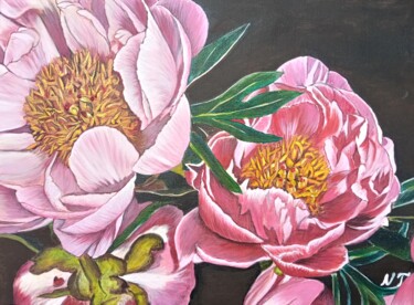 Pintura intitulada "Peony Rhapsody – Hy…" por Nata Tiunova, Obras de arte originais, Acrílico