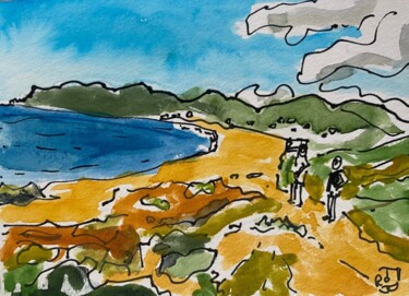 Schilderij getiteld "golfu di Lava" door Frob, Origineel Kunstwerk, Aquarel