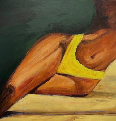 绘画 标题为“Yellow Femininity” 由Nevena Krus, 原创艺术品, 丙烯 安装在纸板上