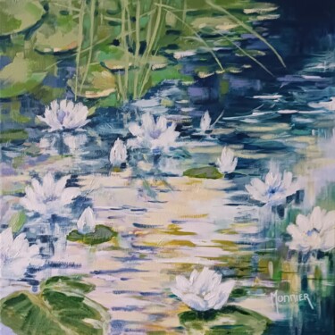Peinture intitulée "Nenuphars -2025" par Cathy Monnier, Œuvre d'art originale, Acrylique Monté sur Châssis en bois