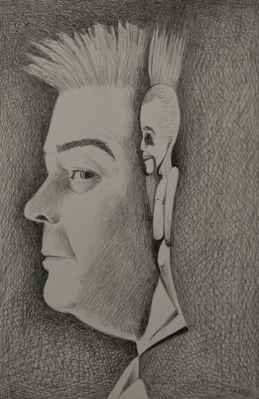Drawing titled "Pelle" by Milto Sideris, Original Artwork, Ballpoint pen