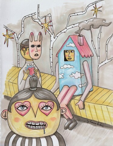 "Love as Doodle Thea…" başlıklı Resim Hanna Kochet tarafından, Orijinal sanat, Işaretleyici