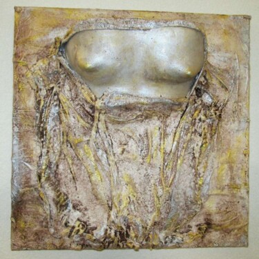 Skulptur mit dem Titel "Torso velato" von Riccardo Afelios, Original-Kunstwerk, Kreide Auf Keilrahmen aus Holz montiert