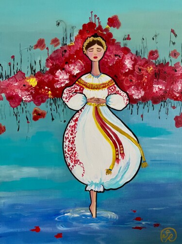 Pintura intitulada "Slavic Spirit: A Na…" por Samiya Rani, Obras de arte originais, Acrílico Montado em Cartão