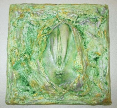 Skulptur mit dem Titel "Fiore carnale" von Riccardo Afelios, Original-Kunstwerk, Kreide Auf Keilrahmen aus Holz montiert