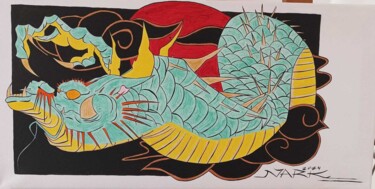 Ζωγραφική με τίτλο "Japan Dragon 1300.-" από Nark Aymerich, Αυθεντικά έργα τέχνης, Ακρυλικό