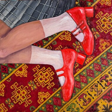 Painting titled "Shoes" by Ekaterina Dutkevich, Original Artwork, Oil Mounted on Wood Stretcher frame