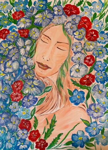 "Eyes wide shut. Flo…" başlıklı Tablo Valeria Pogliani (V.P.) tarafından, Orijinal sanat, Akrilik