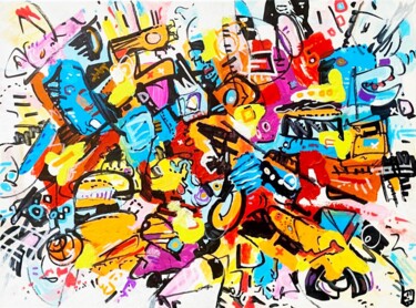 "diagonale du feu" başlıklı Tablo Frob tarafından, Orijinal sanat, Akrilik Ahşap Sedye çerçevesi üzerine monte edilmiş