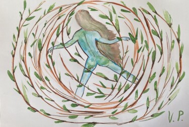 Painting titled "Keeping balance" by Valeria Pogliani (V.P.), Original Artwork, Watercolor