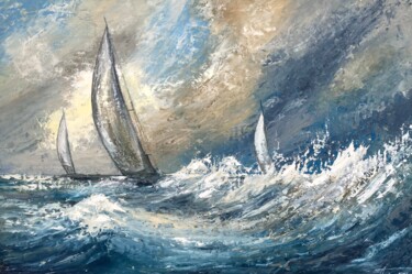 Painting titled "Навстречу ветру" by Liubistok, Original Artwork, Oil