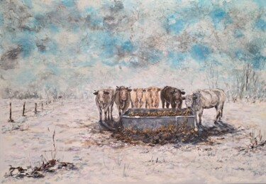 Painting titled "Jour de givre" by Brigitte Nellissen (Ster), Original Artwork, Acrylic Mounted on Wood Stretcher frame