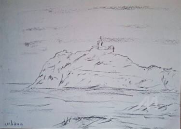 Dessin intitulée "Phare de l' Ile rou…" par Roberto Urbano, Œuvre d'art originale, Fusain