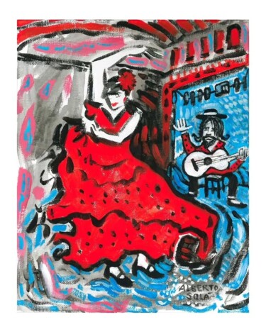 "La flamenca y el gu…" başlıklı Tablo Alberto Padilla Sola tarafından, Orijinal sanat, Akrilik