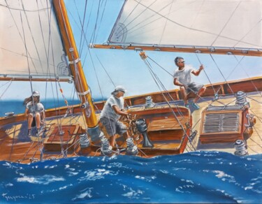 Painting titled "long live rock and…" by Dejan Gulicoski, Original Artwork, Oil Mounted on Wood Stretcher frame