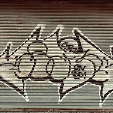 Photography titled "Graffiti on Metal S…" by Amanda Harris, Original Artwork, Digital Photography