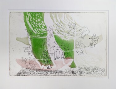 "風に乗って空に浮かぶ" başlıklı Baskıresim Zhang Xiaopeng tarafından, Orijinal sanat, Oyma baskı  Metal üzerine monte edilmiş