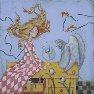 "Surreal Girl and Wi…" başlıklı Tablo Elena Usenko tarafından, Orijinal sanat, Akrilik Ahşap panel üzerine monte edilmiş
