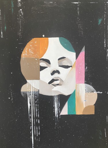 Malarstwo zatytułowany „Abstract Woman Port…” autorstwa Yuche, Oryginalna praca, Akryl Zamontowany na Drewniana rama noszy