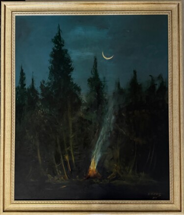 Ζωγραφική με τίτλο "The Flame of Silence" από Nevena Krus, Αυθεντικά έργα τέχνης, Ακρυλικό Τοποθετήθηκε στο Χαρτόνι