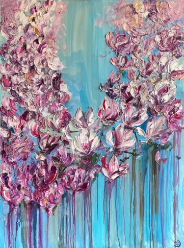 "Magnolia Garden in…" başlıklı Tablo Mily Art tarafından, Orijinal sanat, Petrol Ahşap Sedye çerçevesi üzerine monte edilmiş