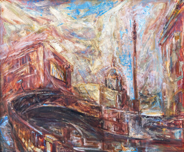 绘画 标题为“St. Petersburg city…” 由Sasha Tovstik, 原创艺术品, 油 安装在木质担架架上