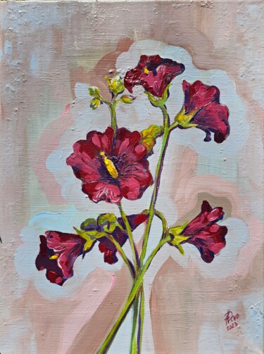 "Autumn Mallow" başlıklı Tablo Annie Dove tarafından, Orijinal sanat, Akrilik Ahşap Sedye çerçevesi üzerine monte edilmiş