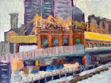 Painting titled "Billigsgate Fish Ma…" by Georgina Rey, Original Artwork, Oil Mounted on Wood Panel