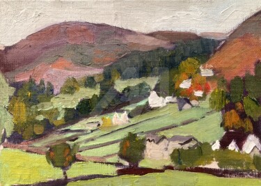 Painting titled "Lllangollen, Wales" by Georgina Rey, Original Artwork, Oil Mounted on Wood Panel