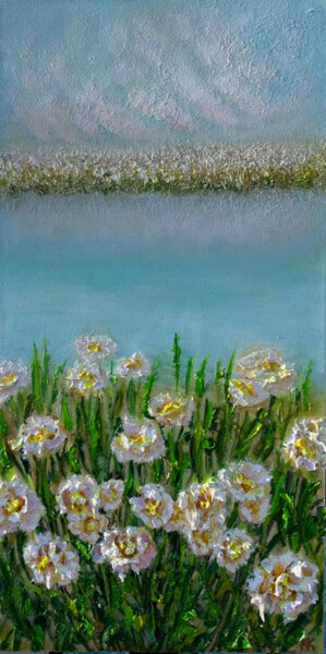 Painting titled "Leisurely Contempla…" by Natalia Kutova, Original Artwork, Acrylic Mounted on Wood Stretcher frame