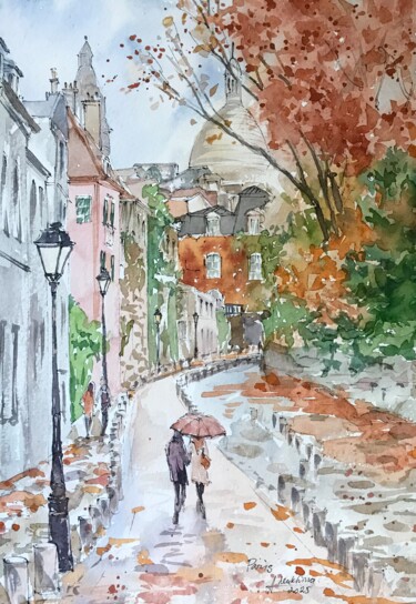 "Paris, Montmartre w…" başlıklı Tablo Anastasia Mukhina Anamustudio tarafından, Orijinal sanat, Suluboya