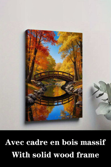 "Autumn Bridge Wall…" başlıklı Baskıresim 江华 梁 tarafından, Orijinal sanat, Mürekkep püskürtmeli Ahşap Sedye çerçevesi üzerin…