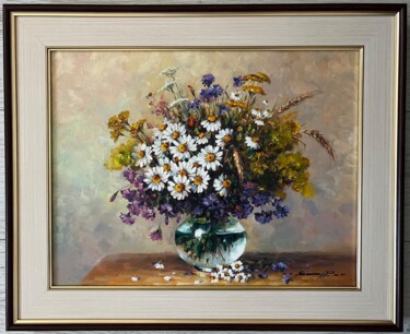 Malerei mit dem Titel "fleurs sauvages" von Petrica Sincu, Original-Kunstwerk, Öl Auf Metall montiert