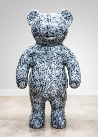 Sculptuur getiteld "Dollar Bear XXL" door Ghost Art, Origineel Kunstwerk, Gietwerk