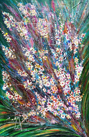 Malarstwo zatytułowany „Wildflowers” autorstwa Asgiri Seneviratne, Oryginalna praca, Akryl Zamontowany na Drewniana rama nos…