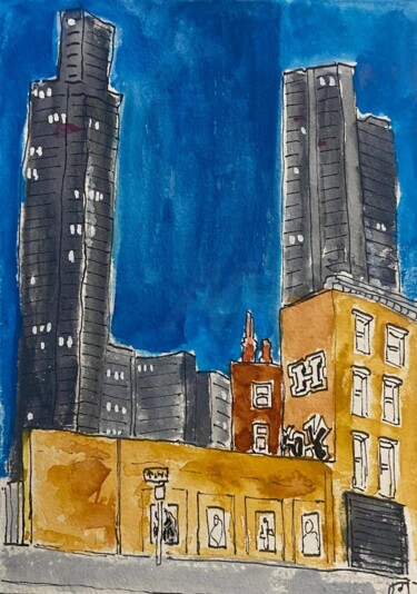 Drawing titled "city de Londres" by Frob, Original Artwork, Watercolor