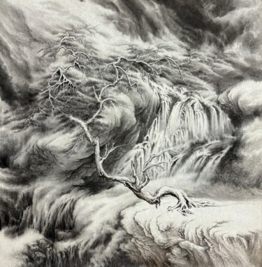 Painting titled ""Listening to the W…" by Yang Yang, Original Artwork, Ink