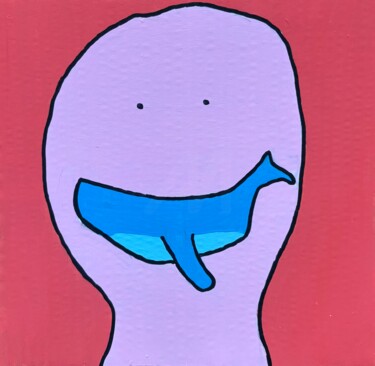 Schilderij getiteld "Haleine baleine" door Mou, Origineel Kunstwerk, Gouache