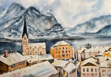 Peinture intitulée "Winter Morning in t…" par Olga Kaskevych, Œuvre d'art originale, Aquarelle