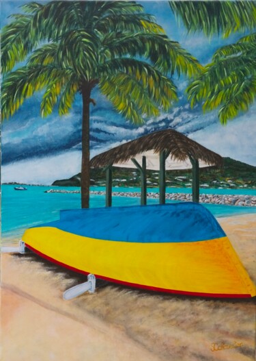 "Petit bateau des Ca…" başlıklı Tablo Coralie Chevalier tarafından, Orijinal sanat, Akrilik Ahşap Sedye çerçevesi üzerine mo…